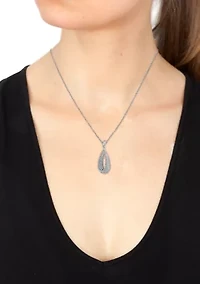 14K White Gold Diamond Pendant 