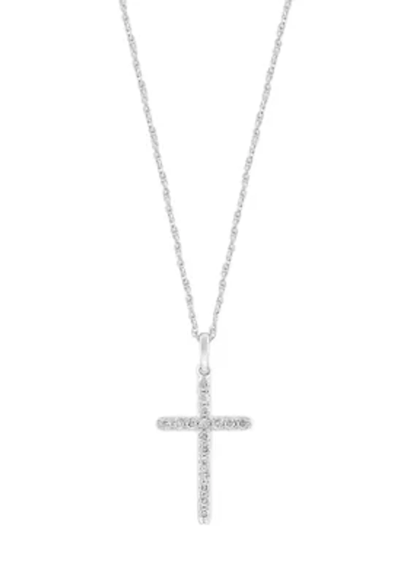1/4 ct. t.w. Diamond Cross Necklace in Sterling Silver