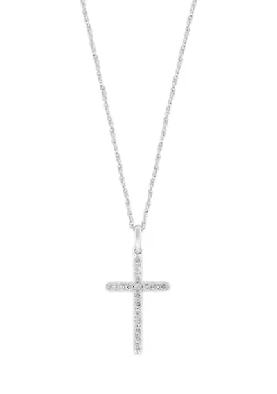 1/4 ct. t.w. Diamond Cross Necklace in Sterling Silver