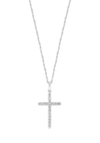 1/4 ct. t.w. Diamond Cross Necklace in Sterling Silver