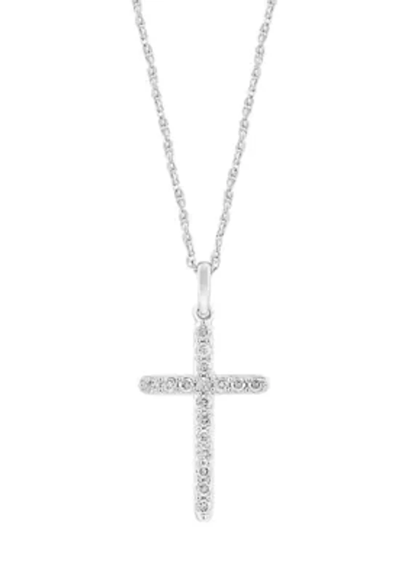 1/4 ct. t.w. Diamond Cross Necklace in Sterling Silver