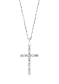 1/4 ct. t.w. Diamond Cross Necklace in Sterling Silver