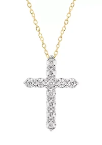 Sterling Gold Over Sterling Diamond Cross Pendant 