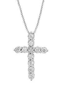 Sterling Silver Diamond Cross Pendant 