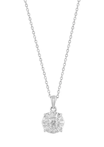 Sterling Silver Diamond Pendant Necklace 