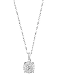Sterling Silver Diamond Pendant Necklace 