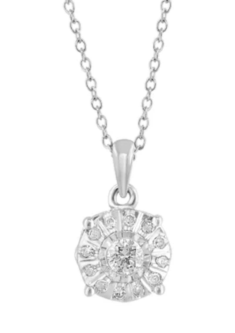 Sterling Silver Diamond Pendant Necklace 