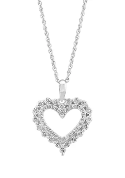 Sterling Silver 1/2 ct. t.w. Diamond Heart Necklace