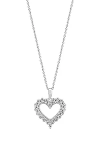 Sterling Silver 1/2 ct. t.w. Diamond Heart Necklace
