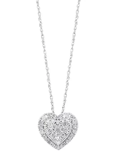 Sterling Silver  1/2 ct. t.w Diamond Heart Necklace