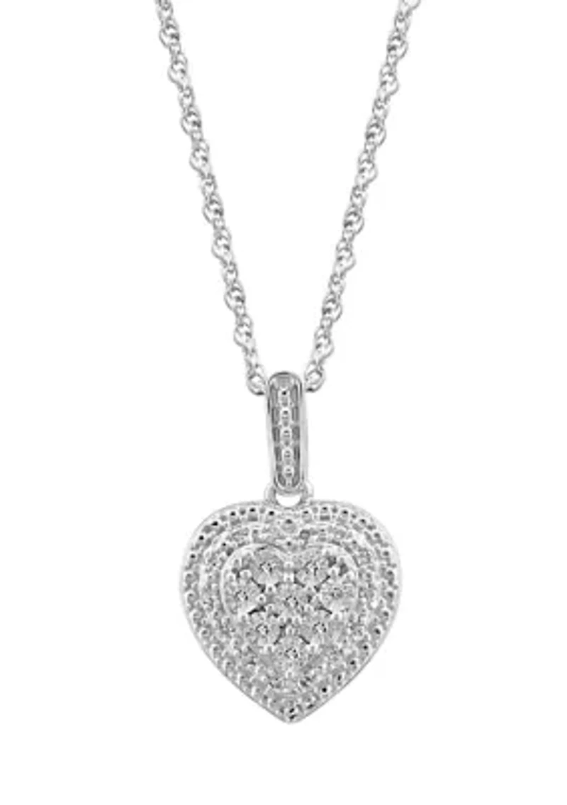 1/10 ct. t.w. Heart Pendant Necklace in Sterling Silver