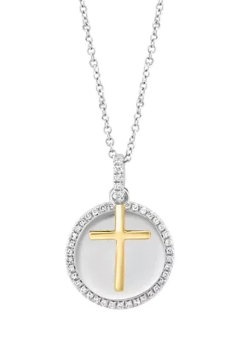 Gold Plated and Sterling Silver Diamond Necklace 