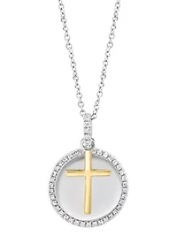 Gold Plated and Sterling Silver Diamond Necklace 