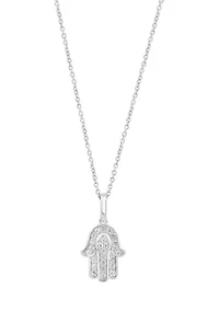 Sterling Silver Diamond Hamsa Necklace