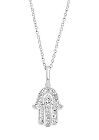 Sterling Silver Diamond Hamsa Necklace