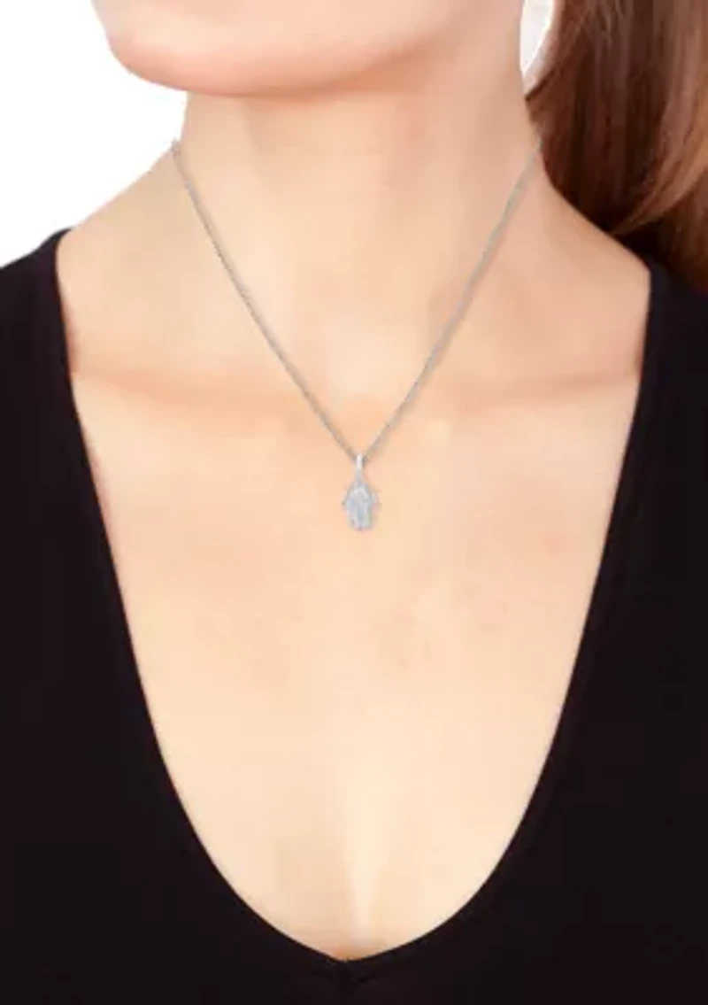 Sterling Silver Diamond Hamsa Necklace