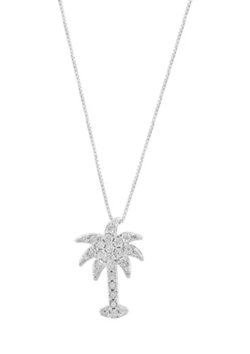 1/8 ct. t.w. Miracle Set Diamond Palm Tree Pendant Necklace in Sterling Silver