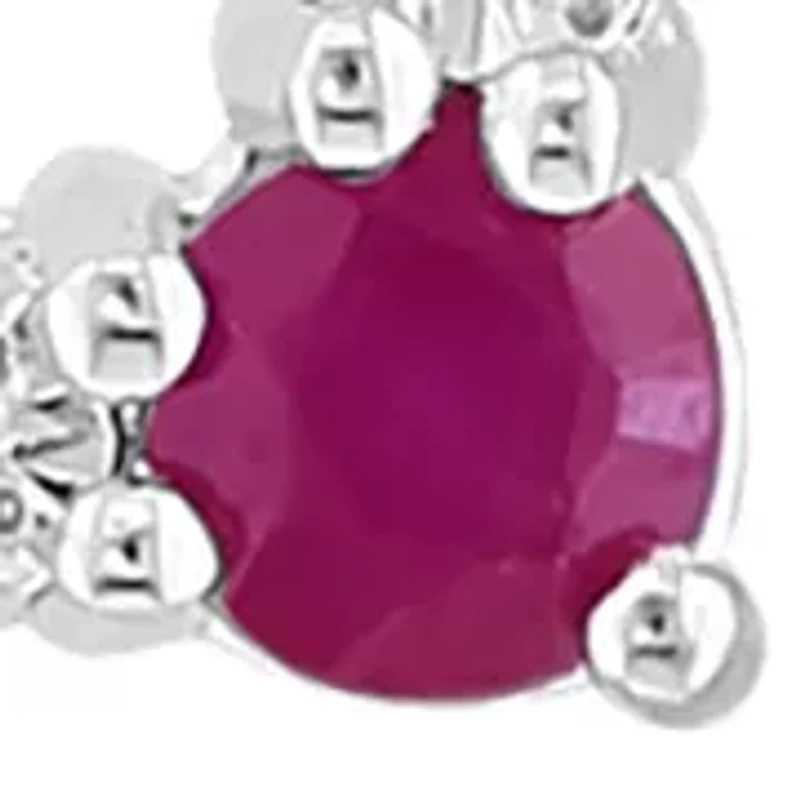   Sterling Silver Diamond and Natural Ruby Pendant Necklace