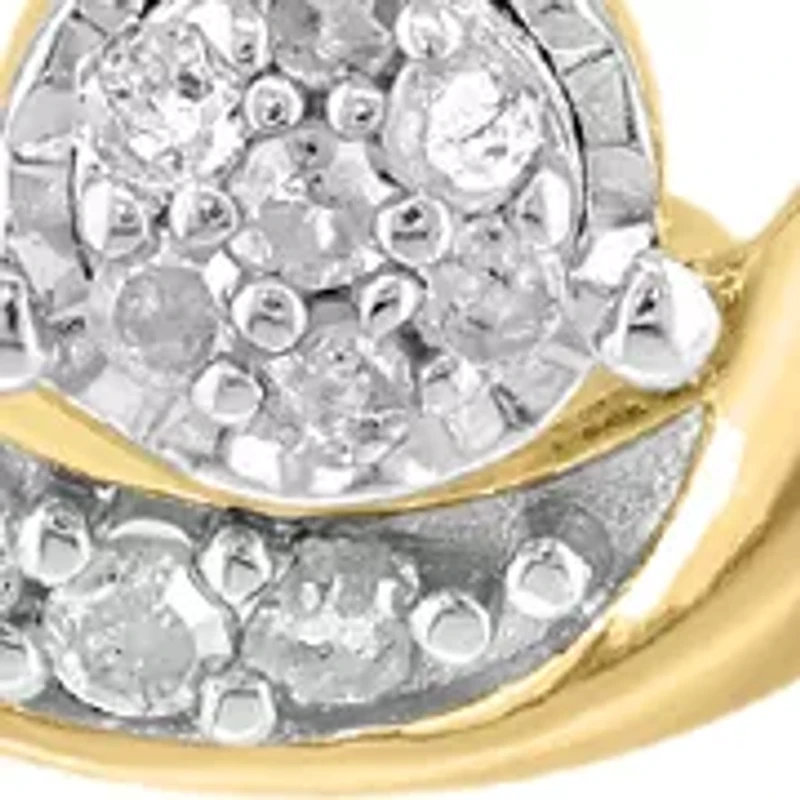 Gold Over Silver Diamond Pendant Necklace 