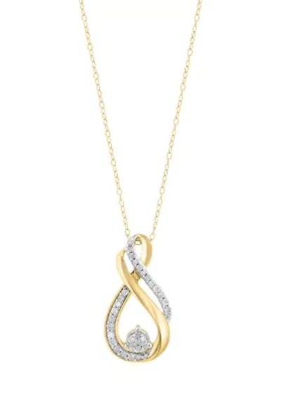 Gold Over Silver Diamond Pendant Necklace 