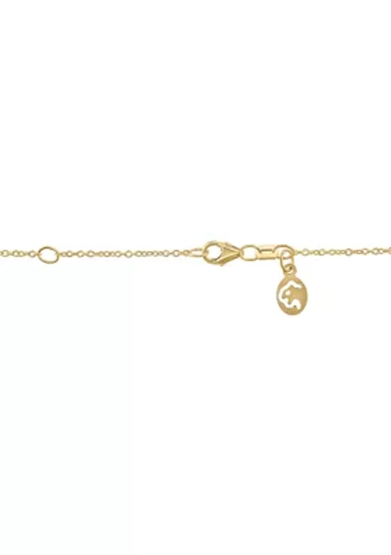 Gold Over Silver Diamond Pendant Necklace 