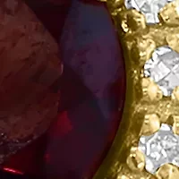 1.2 ct. t.w. Garnet, 1/10 ct. t.w. Diamond Earrings in 14K Yellow Gold