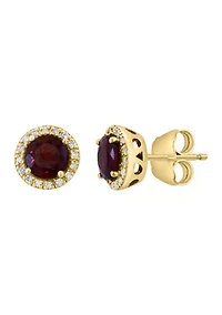 1.2 ct. t.w. Garnet, 1/10 ct. t.w. Diamond Earrings in 14K Yellow Gold
