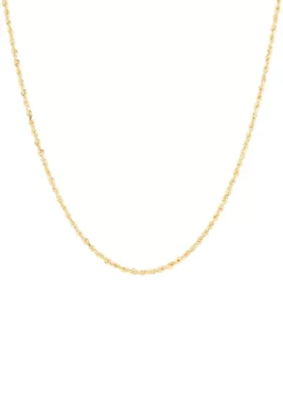 Solid Rope Chain Necklace in 14K Yellow Gold