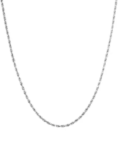 Solid Rope Chain Necklace in 14K White Gold