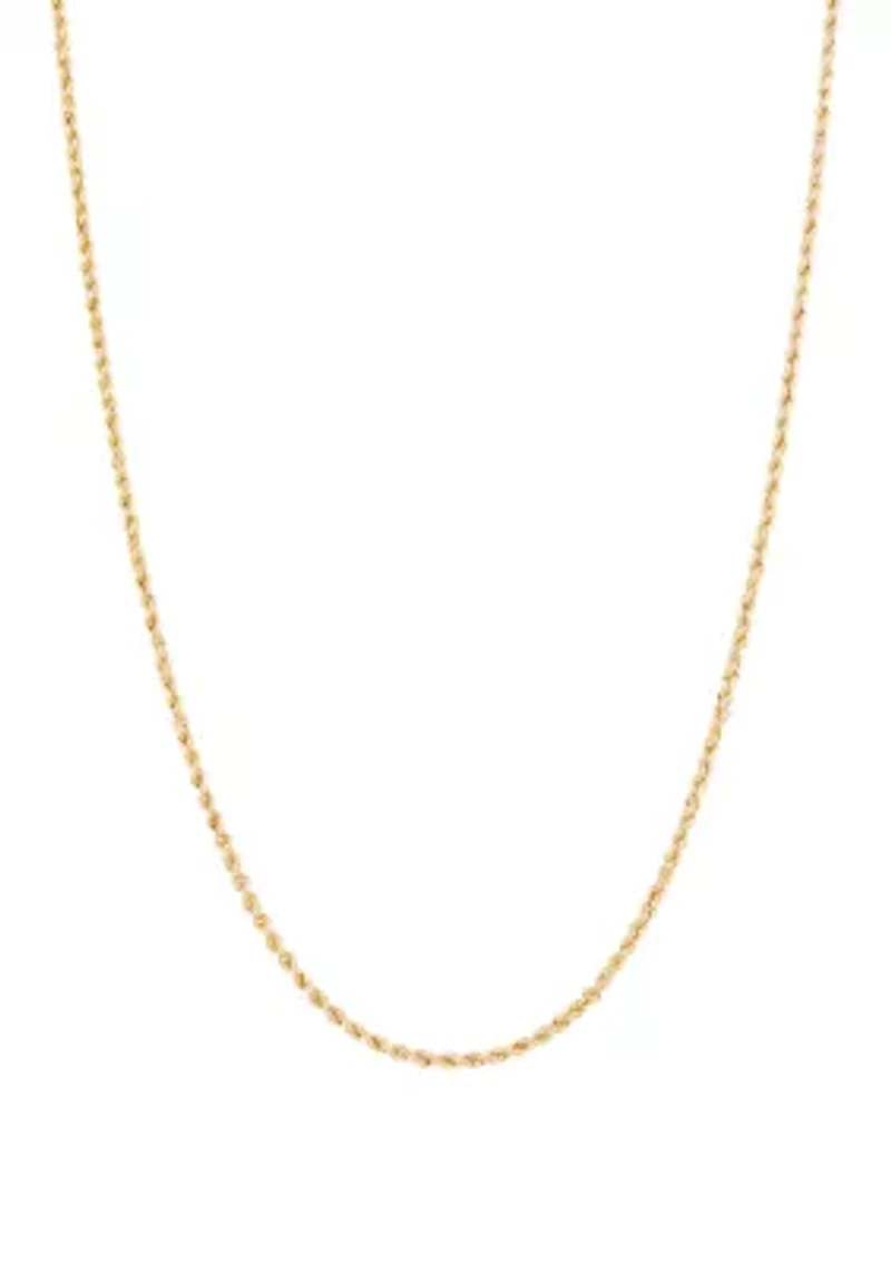 Kids Heavy Hollow Glitter Rope Chain Necklace in 14K Yellow Gold