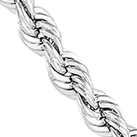 Heavy Hollow Rope Chain Necklace in 14K White Gold