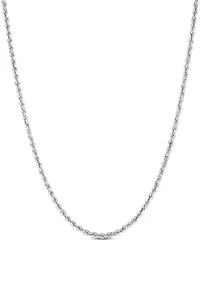 Heavy Hollow Rope Chain Necklace in 14K White Gold