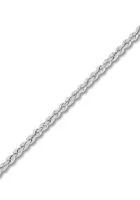 Heavy Hollow Rope Chain Necklace in 14K White Gold