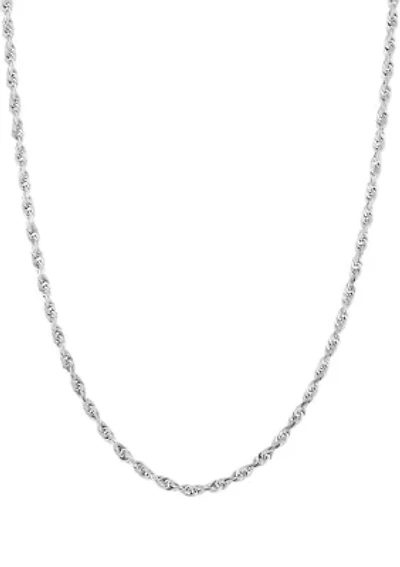 Solid Glitter Chain Necklace in 14K White Gold