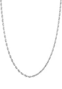Solid Glitter Chain Necklace in 14K White Gold