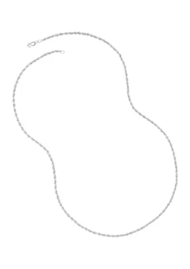 Solid Glitter Chain Necklace in 14K White Gold