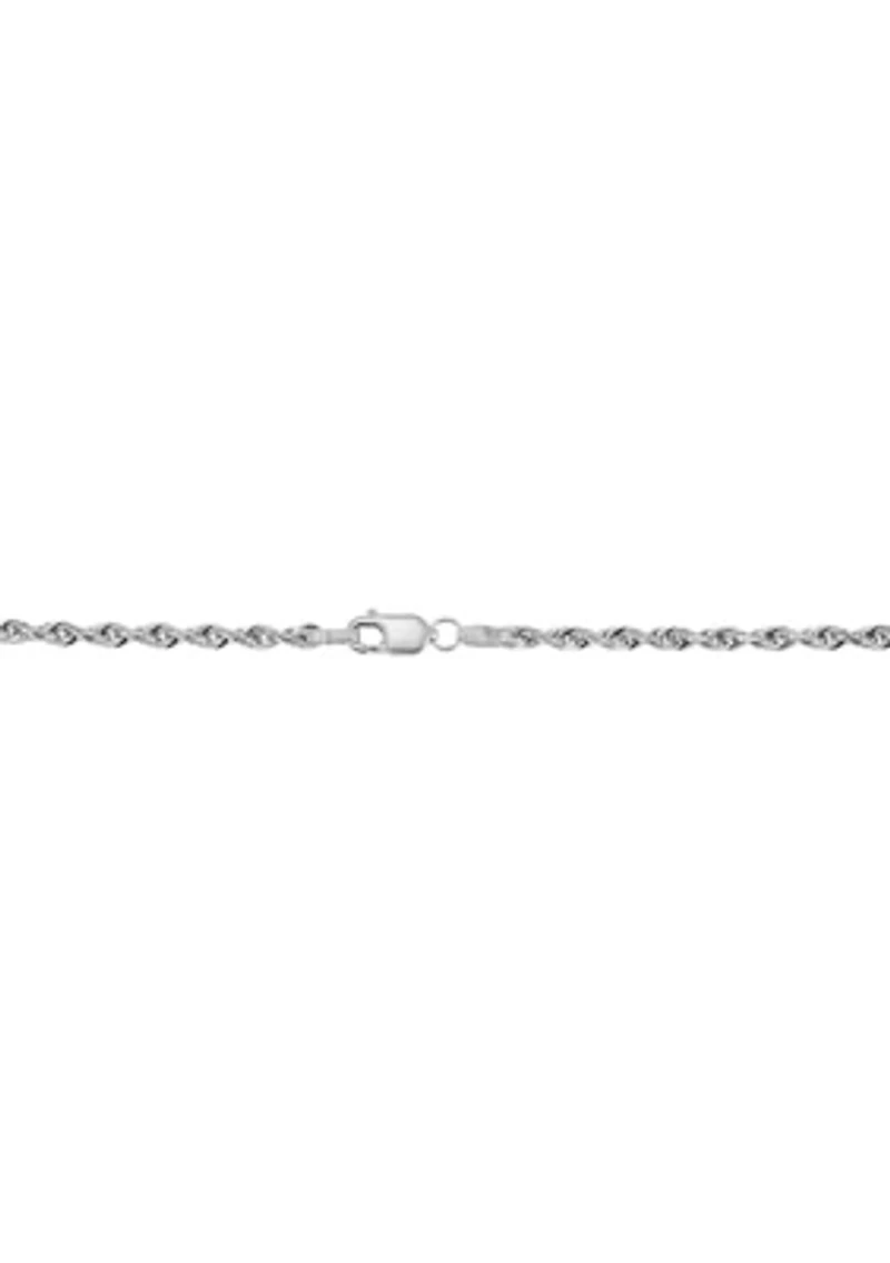 Solid Glitter Chain Necklace in 14K White Gold