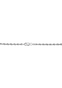 Solid Glitter Chain Necklace in 14K White Gold