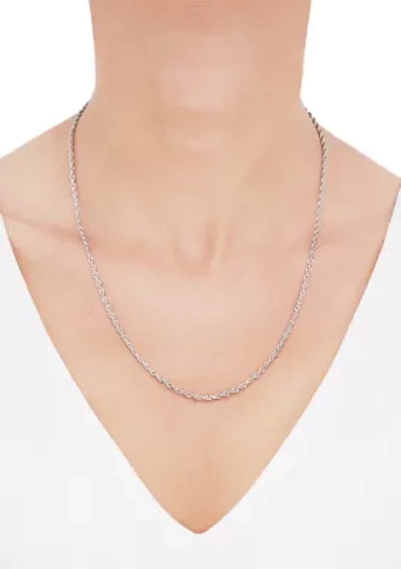 Solid Glitter Chain Necklace in 14K White Gold
