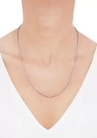 Solid Glitter Chain Necklace in 14K White Gold