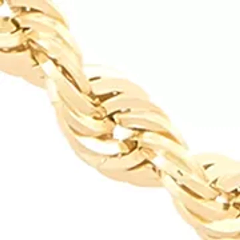 Heavy Hollow Rope Chain Necklace in 14K Yellow Gold
