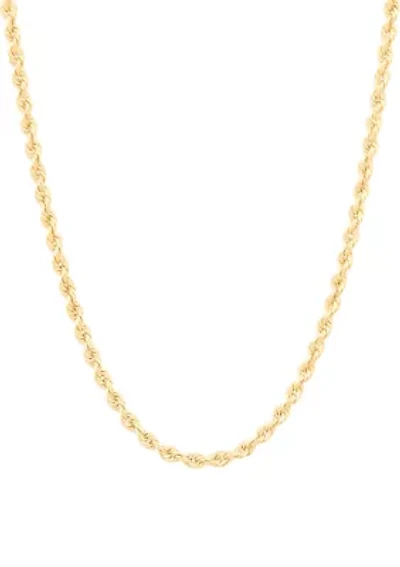 Heavy Hollow Rope Chain Necklace in 14K Yellow Gold