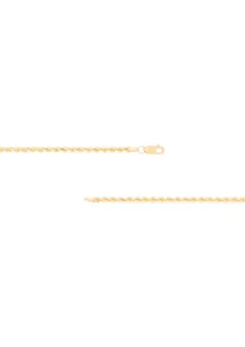 Heavy Hollow Rope Chain Necklace in 14K Yellow Gold