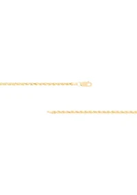 Heavy Hollow Rope Chain Necklace in 14K Yellow Gold