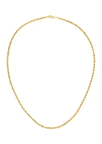 Heavy Hollow Rope Chain Necklace in 14K Yellow Gold