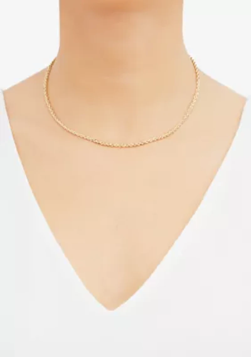 Heavy Hollow Rope Chain Necklace in 14K Yellow Gold
