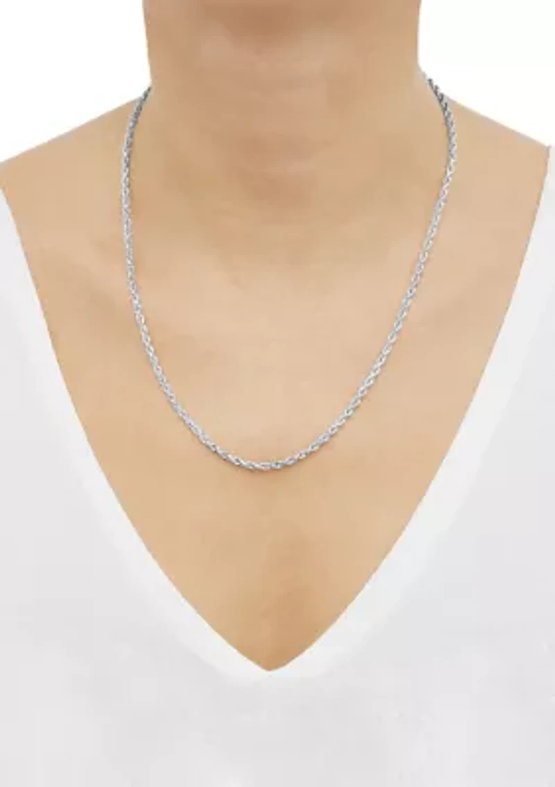 Solid Glitter Chain in 14K White Gold