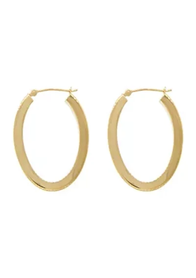 3 mm x 20 30 Square Tube Oval Hoop Earrings 14K Gold