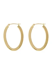 3 mm x 20 30 Square Tube Oval Hoop Earrings 14K Gold