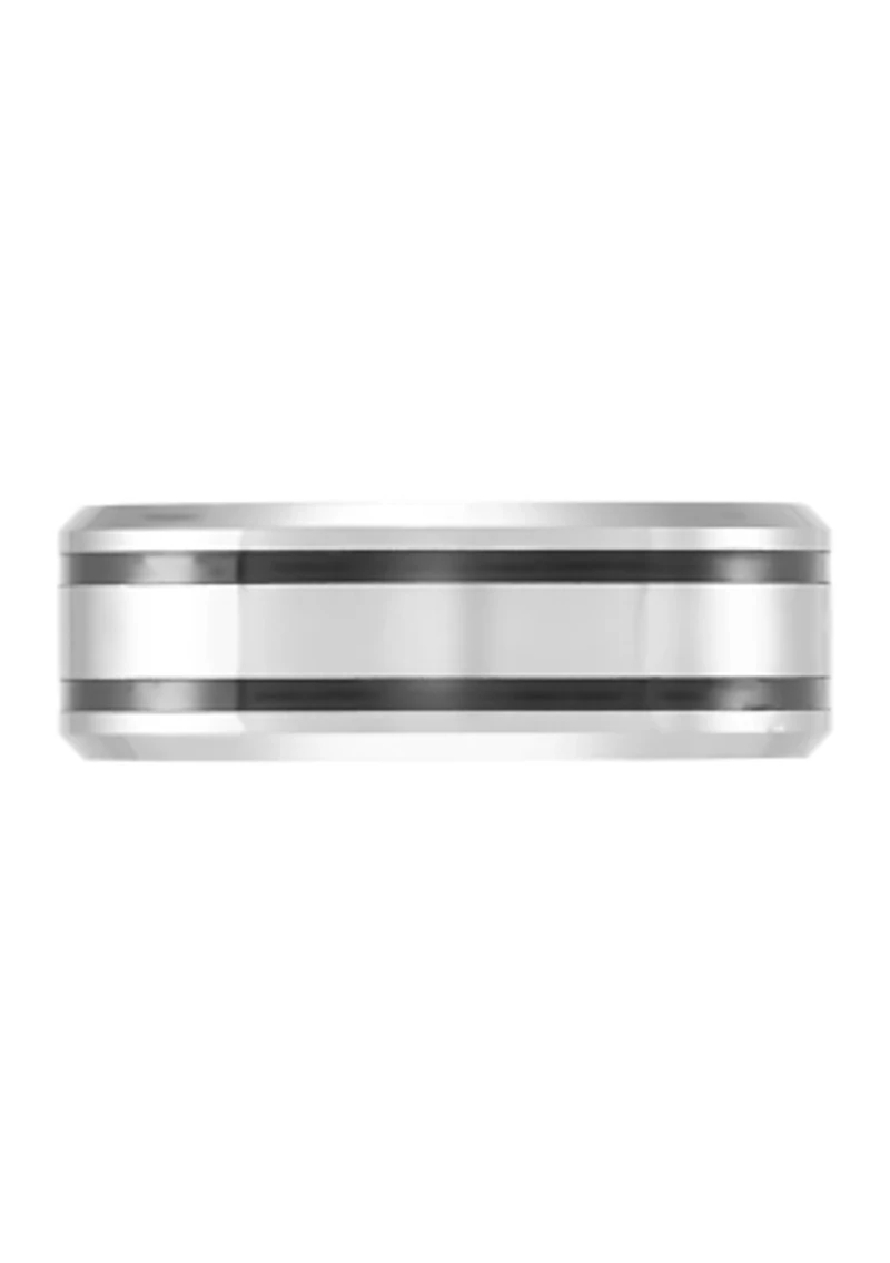 8 Millimeter Gents Band Black Resin Inlay Tungsten